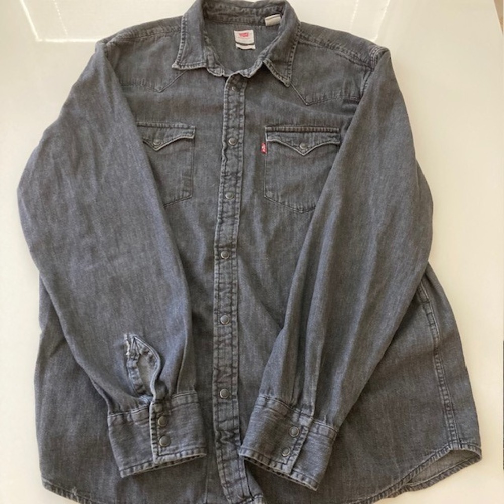 Vintage Levis Heavy Black Western Style L Snap 1984 22 x 29